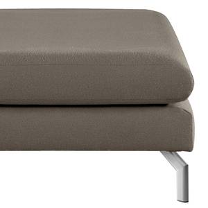 Banc repose-pieds Kayena Bouclé - Tissu Bouclé Eurona: Gris - Chrome brillant