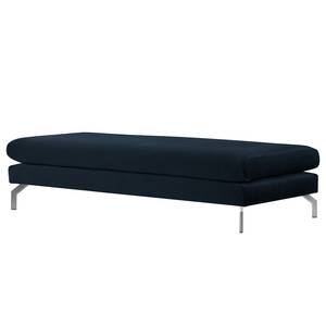 Banc repose-pieds Kayena Velours - Velours Sadia: Bleu foncé - Chrome brillant