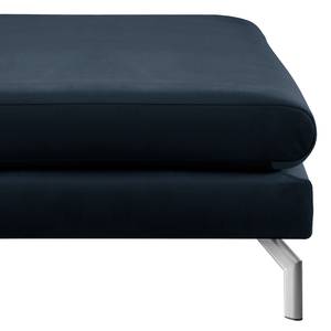 Banc repose-pieds Kayena Velours - Velours Sadia: Bleu foncé - Chrome brillant