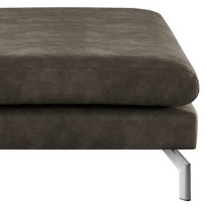 Banc repose-pieds Kayena Aspect cuir vieilli - Microfibre Priya: Anthracite - Chrome brillant