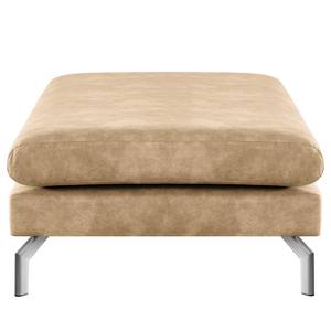 Banc repose-pieds Kayena Aspect cuir vieilli - Microfibre Priya: Beige - Chrome brillant