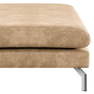 Banc repose-pieds Kayena Aspect cuir vieilli - Microfibre Priya: Beige - Chrome brillant