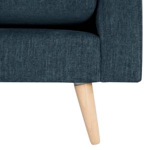 2-Sitzer Sofa Kayena Webstoff - Webstoff Cieli: Dunkelblau - Buche Hell