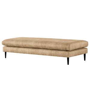 Banc repose-pieds Kayena Aspect cuir vieilli - Microfibre Priya: Beige - Noir