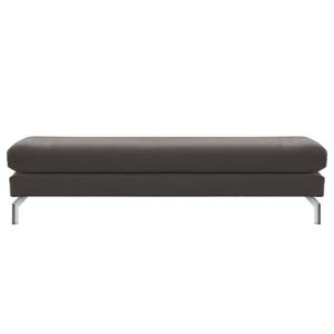 Banc repose-pieds Kayena Velours - Velours Sadia: Gris foncé - Chrome brillant