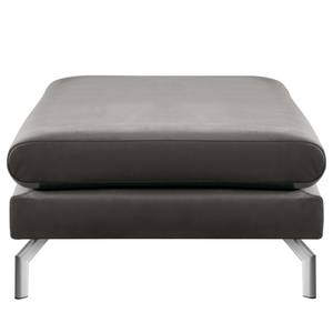 Banc repose-pieds Kayena Velours - Velours Sadia: Gris foncé - Chrome brillant