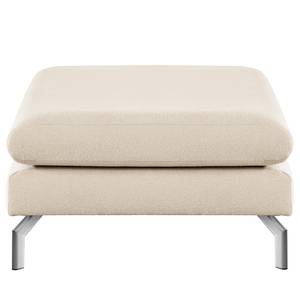 Hockerbank Kayena Bouclé - Bouclé Stoff Eurona: Beige - Chrom glänzend