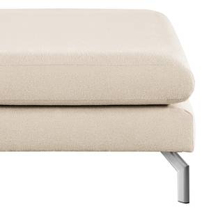 Banc repose-pieds Kayena Bouclé - Tissu Bouclé Eurona: Beige - Chrome brillant