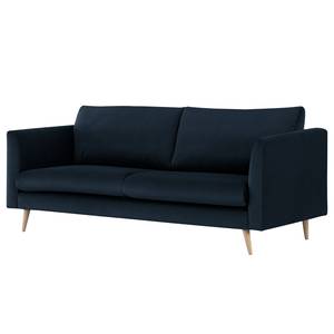 2-Sitzer Sofa Kayena Samt - Samt Sadia: Dunkelblau - Buche Hell