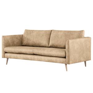 2-Sitzer Sofa Kayena Antiklederlook - Microfaser Priya: Beige - Buche Hell