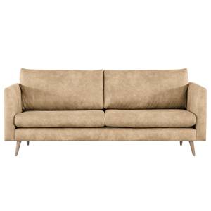 2-Sitzer Sofa Kayena Antiklederlook - Microfaser Priya: Beige - Buche Hell