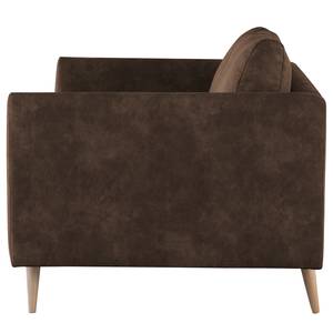 2-Sitzer Sofa Kayena Antiklederlook - Microfaser Priya: Dunkelbraun - Buche Hell