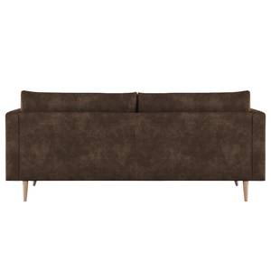 2-Sitzer Sofa Kayena Antiklederlook - Microfaser Priya: Dunkelbraun - Buche Hell