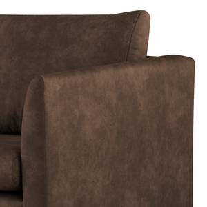 2-Sitzer Sofa Kayena Antiklederlook - Microfaser Priya: Dunkelbraun - Buche Hell