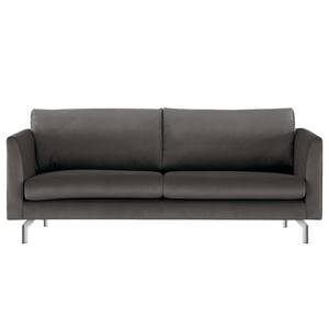 2-Sitzer Sofa Kayena Samt - Samt Sadia: Dunkelgrau - Chrom glänzend