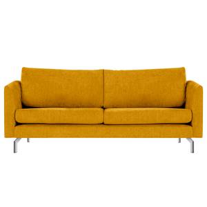 2-Sitzer Sofa Kayena Webstoff - Webstoff Cieli: Senfgelb - Chrom glänzend