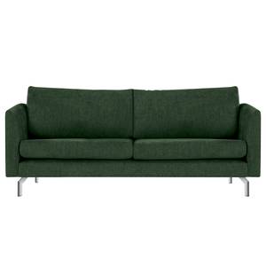 2-Sitzer Sofa Kayena Webstoff - Webstoff Cieli: Dunkelgrün - Chrom glänzend