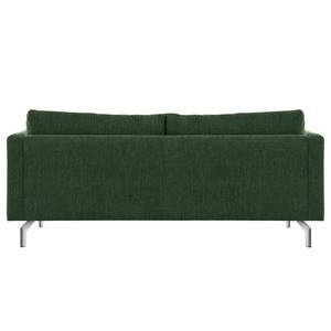 2-Sitzer Sofa Kayena Webstoff - Webstoff Cieli: Dunkelgrün - Chrom glänzend