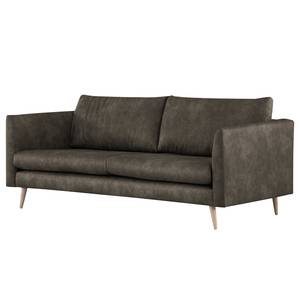 2-Sitzer Sofa Kayena Antiklederlook - Microfaser Priya: Anthrazit - Buche Hell