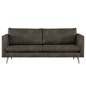 2-Sitzer Sofa Kayena Antiklederlook - Microfaser Priya: Anthrazit - Buche Hell