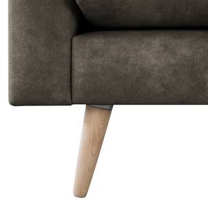 2-Sitzer Sofa Kayena Antiklederlook - Microfaser Priya: Anthrazit - Buche Hell