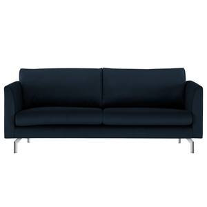 2-Sitzer Sofa Kayena Samt - Samt Sadia: Dunkelblau - Chrom glänzend