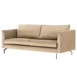 2-zitsbank Kayena fluweel - Velours Sadia: Beige - Chroomkleurig glanzend