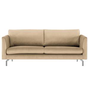 2-zitsbank Kayena fluweel - Velours Sadia: Beige - Chroomkleurig glanzend