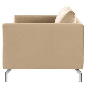 2-zitsbank Kayena fluweel - Velours Sadia: Beige - Chroomkleurig glanzend