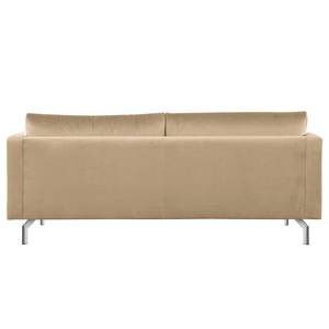 2-zitsbank Kayena fluweel - Velours Sadia: Beige - Chroomkleurig glanzend