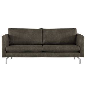 2-Sitzer Sofa Kayena Antiklederlook - Microfaser Priya: Anthrazit - Chrom glänzend