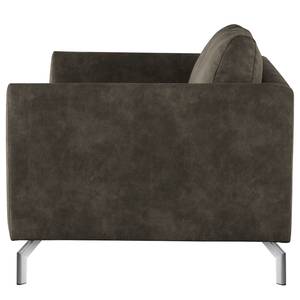 Canapé 2 places Kayena Aspect cuir vieilli - Microfibre Priya: Anthracite - Chrome brillant