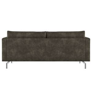 Canapé 2 places Kayena Aspect cuir vieilli - Microfibre Priya: Anthracite - Chrome brillant