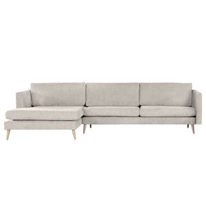 Ecksofa Kayena Webstoff - Webstoff Cieli: Sandgrau - Longchair davorstehend links - Buche Hell