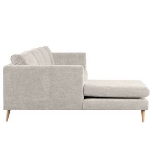 Ecksofa Kayena Webstoff - Webstoff Cieli: Sandgrau - Longchair davorstehend links - Buche Hell