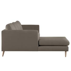 Ecksofa Kayena Bouclé - Bouclé Stoff Eurona: Grau - Longchair davorstehend links - Buche Hell