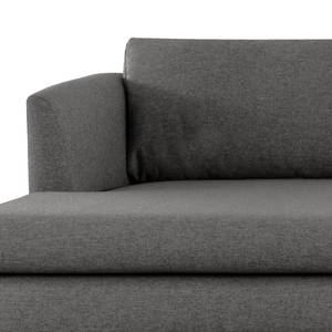 Ecksofa Kayena Webstoff - Webstoff Lark: Dunkelgrau - Longchair davorstehend links - Schwarz