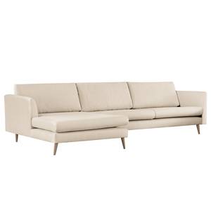 Ecksofa Kayena Bouclé - Bouclé Stoff Eurona: Beige - Longchair davorstehend links - Buche Hell