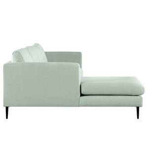 Ecksofa Kayena Bouclé - Bouclé Stoff Eurona: Himmelblau - Longchair davorstehend links - Schwarz