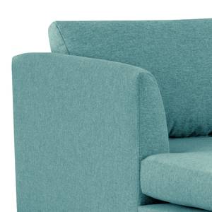 Ecksofa Kayena Webstoff - Webstoff Lark: Petrol - Longchair davorstehend links - Chrom glänzend