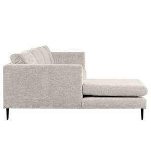 Ecksofa Kayena Webstoff - Webstoff Cieli: Sandgrau - Longchair davorstehend links - Schwarz