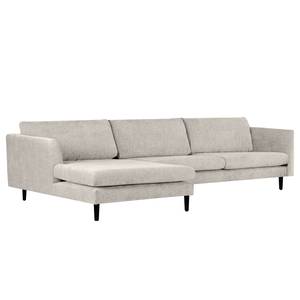 Ecksofa Kayena Webstoff - Webstoff Cieli: Sandgrau - Longchair davorstehend links - Schwarz