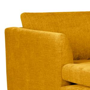 Ecksofa Kayena Webstoff - Webstoff Cieli: Senfgelb - Longchair davorstehend links - Schwarz