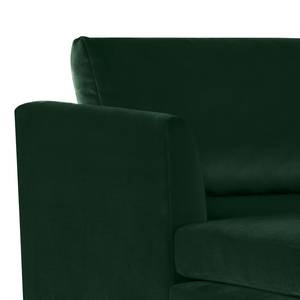 Hoekbank Kayena fluweel - Velours Sadia: Antiek groen - Longchair vooraanzicht links - Zwart