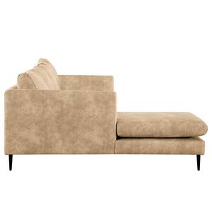 Ecksofa Kayena Antiklederlook - Microfaser Priya: Beige - Longchair davorstehend links - Schwarz