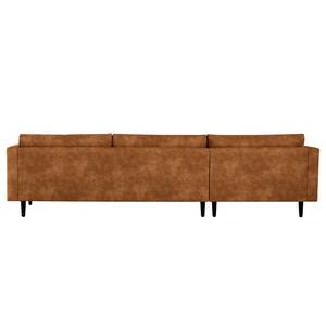 Ecksofa Kayena Antiklederlook - Microfaser Priya: Cognac - Longchair davorstehend links - Schwarz