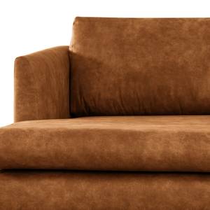 Ecksofa Kayena Antiklederlook - Microfaser Priya: Cognac - Longchair davorstehend links - Schwarz