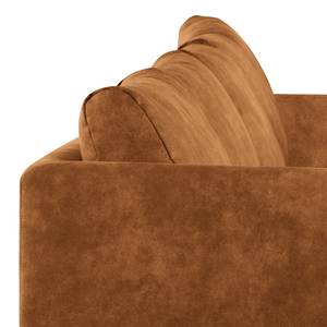 Ecksofa Kayena Antiklederlook - Microfaser Priya: Cognac - Longchair davorstehend links - Schwarz