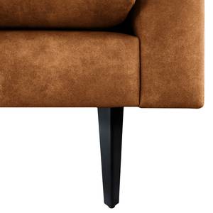 Ecksofa Kayena Antiklederlook - Microfaser Priya: Cognac - Longchair davorstehend links - Schwarz