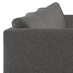 Ecksofa Kayena Webstoff - Webstoff Lark: Dunkelgrau - Longchair davorstehend links - Chrom glänzend